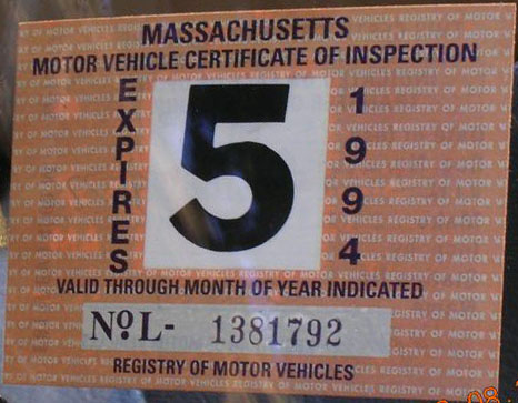Authentic 1960 Original Registration Windshield Sticker for MASSACHUSETTS 