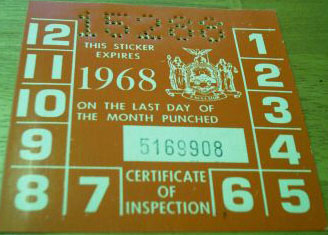 new york 1978 inspection sticker windshild