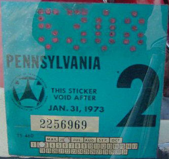 windshield 1973 1972 inspection stickers bufs pennsylvania plates