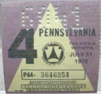 windshield 1975 1974 inspection stickers