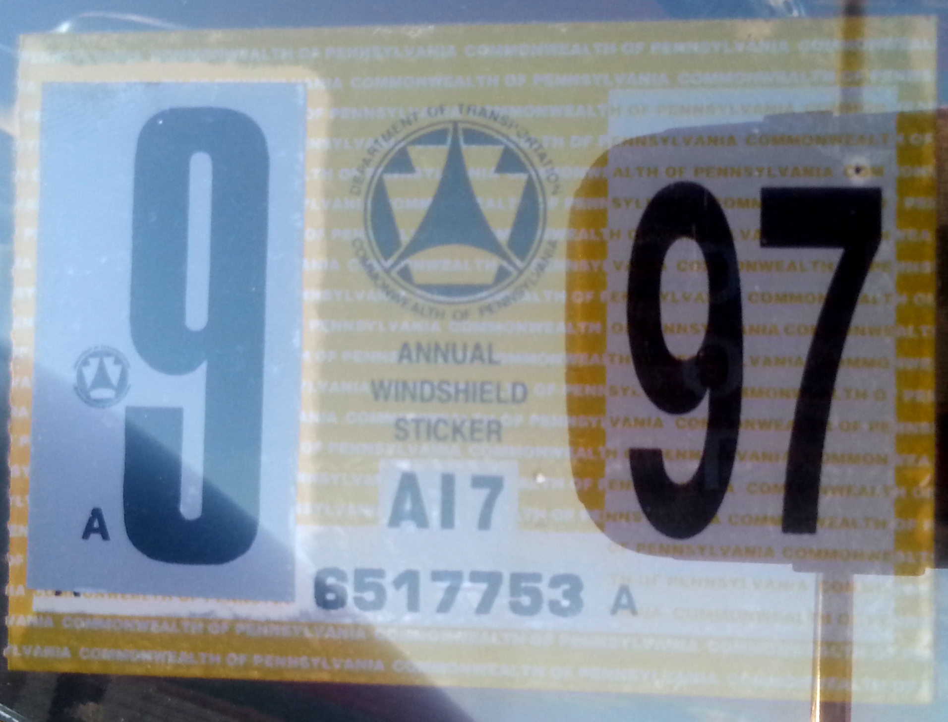 Pennsylvania windshield stickers 19901999